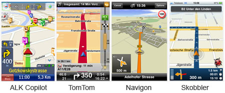 ALK CoPilot, Navigon, TomTom, Skobbler im Vergleich